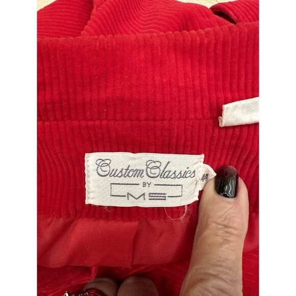 Vintage Red Corduroy Blazer With Beige Patch Sleeves, 2 Button, Size 44 - Picture 9 of 16